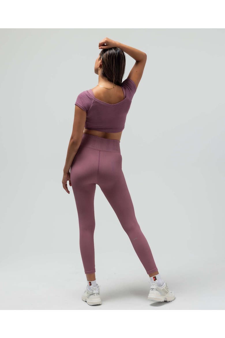 Ribbed Cap Sleeve Crop Top, Alternate, color, MAUVE