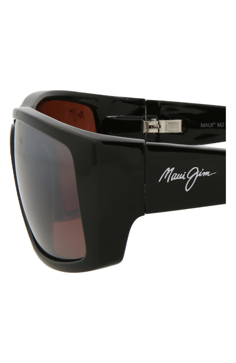 Maui Jim 61mm Rectangle Polarized Sunglasses, Alternate, color, Black Black Rose