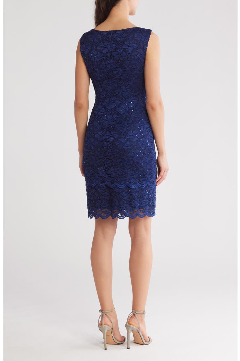 Sequin Lace Sheath Dress, Alternate, color, LAPIS