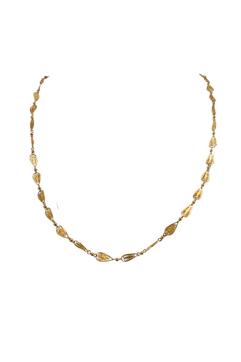 Vintage 1960s Goldtone Filigree Leaf link Necklace, Alternate, color, Gold