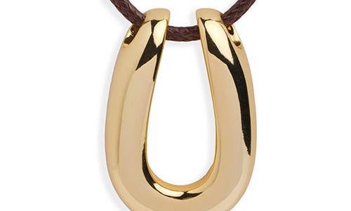 Argento Vivo Sterling Silver Serena Horseshoe Pendant Cord Necklace In Gold