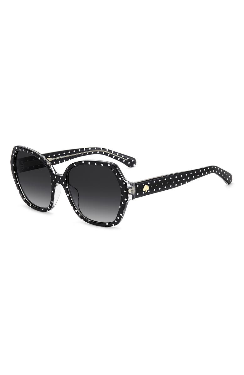 Kate Spade New York layne 57mm geometric square sunglasses, Alternate, color, Pattern Black/ Dark Grey Sf