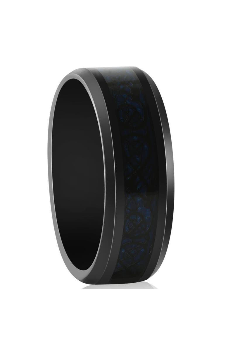 Bliss Diamond Men's Black Dragon Black Tungsten Ring 8mm Wedding Band Comfort Fit Ring, Alternate, color, 