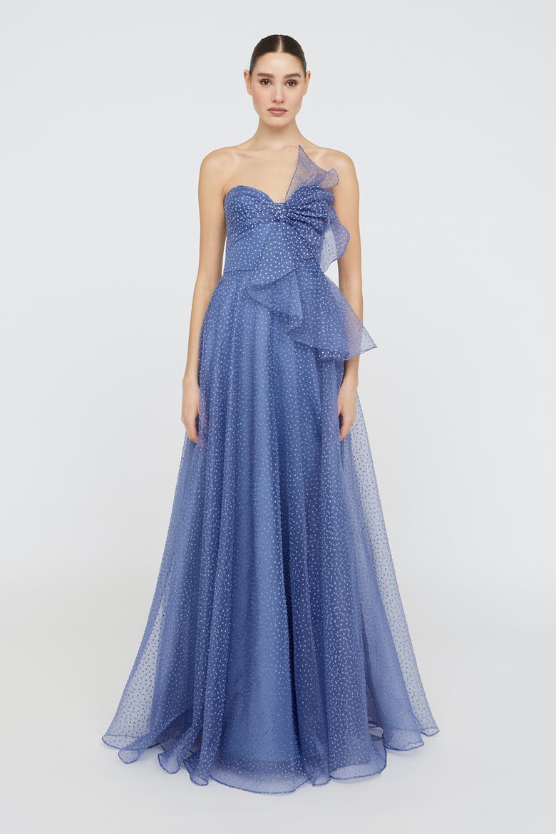 Joanna Bow Bodice Gown, Main, color, PERIWINKLE