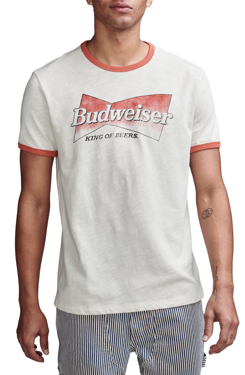 Lucky Brand Budweiser<sup>®</sup> Logo Cotton Graphic T-Shirt, Main, color, Lilly White