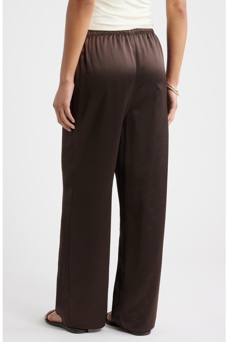 Drawstring Waist Satin Pants, Alternate, color, BROWN SEAL