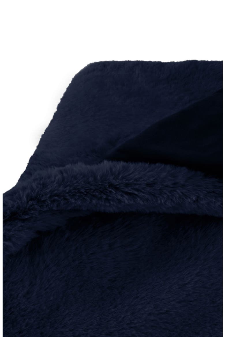 Lapin Faux Fur Throw Blanket, Alternate, color, MIDNIGHT