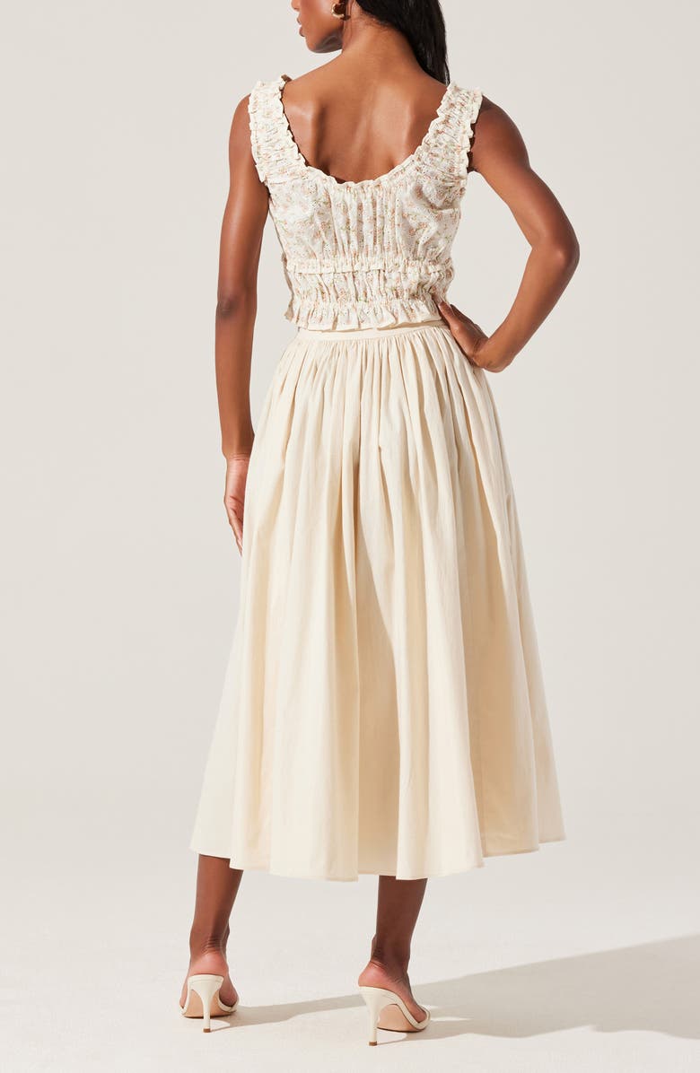 ASTR the Label Kissed Shirred Ruffle Sleeveless Crop Top, Alternate, color, Cream Floral