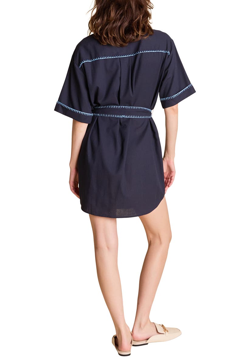 English Factory Contrast Stitch Mini Shirtdress, Alternate, color,