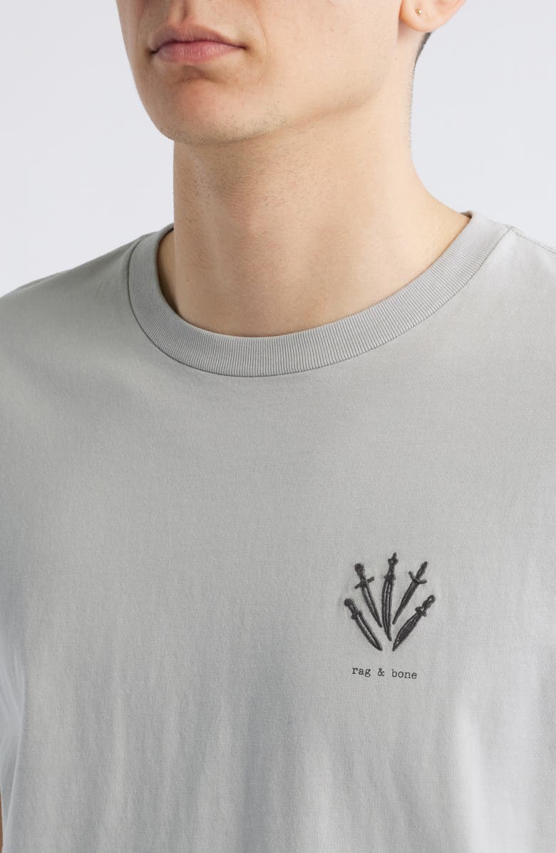 rag & bone Dagger Embroidered Cotton Graphic T-Shirt, Alternate, color, Washed Light Grey