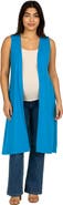 24seven Comfort Apparel Maternity Sleeveless Long Cardigan with Side Slit