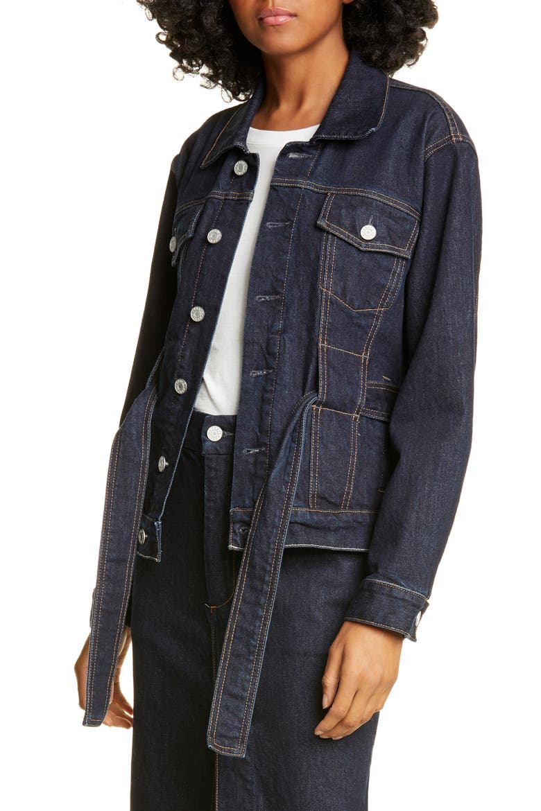 Adrienne Belted Denim Jacket, Main, color, FREE BIRD