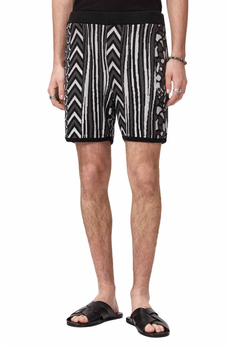 Burrows Abstract Pattern Knit Shorts, Main, color, BLACK