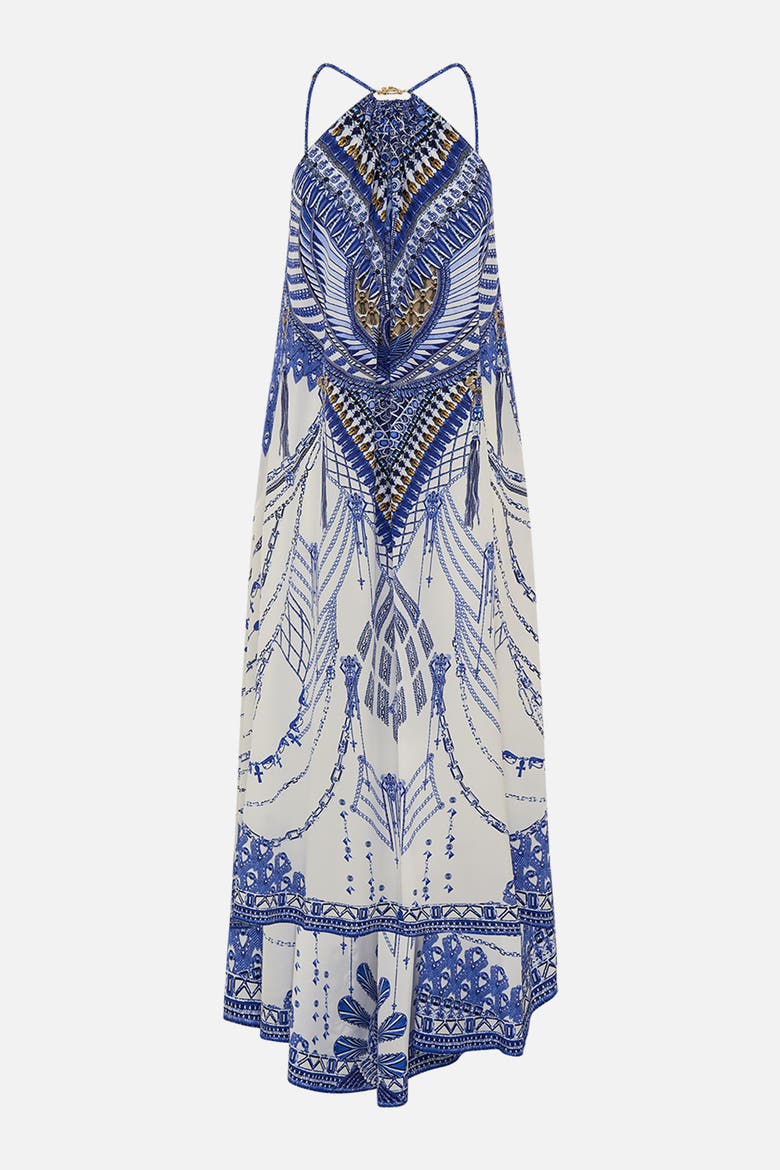 GATHER NECK HARDWARE MAXI DRESS DANCING WITH DAYLIGHT, Alternate, color, DANCING WITH DAYLIGHT