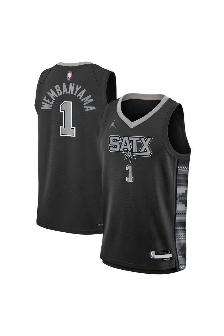 Youth Jordan Brand Victor Wembanyama Black San Antonio Spurs Swingman Jersey - Statement Edition, Main, color, Black