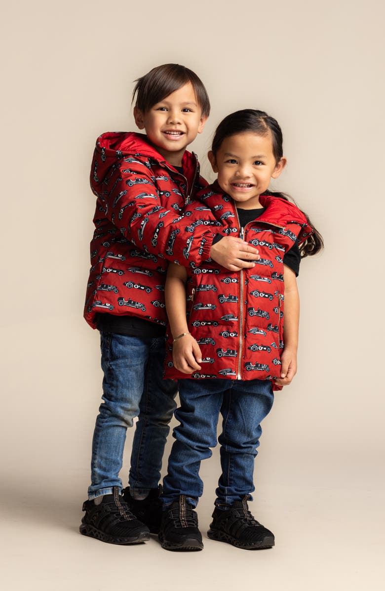 CALONIE Kids
 Dylan Reversible Down Hooded Puffer Vest, Alternate, color, Red