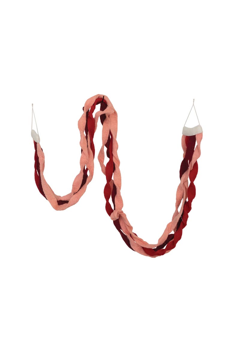 Wool Felt Ribbon Garland, Pink & Red, Main, color, Pink & Red