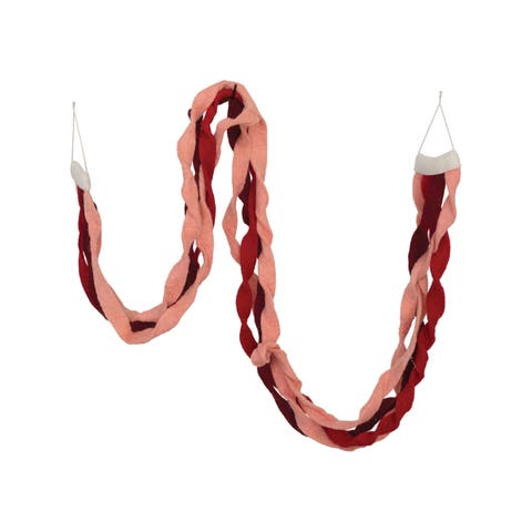 Wool Felt Ribbon Garland, Pink & Red