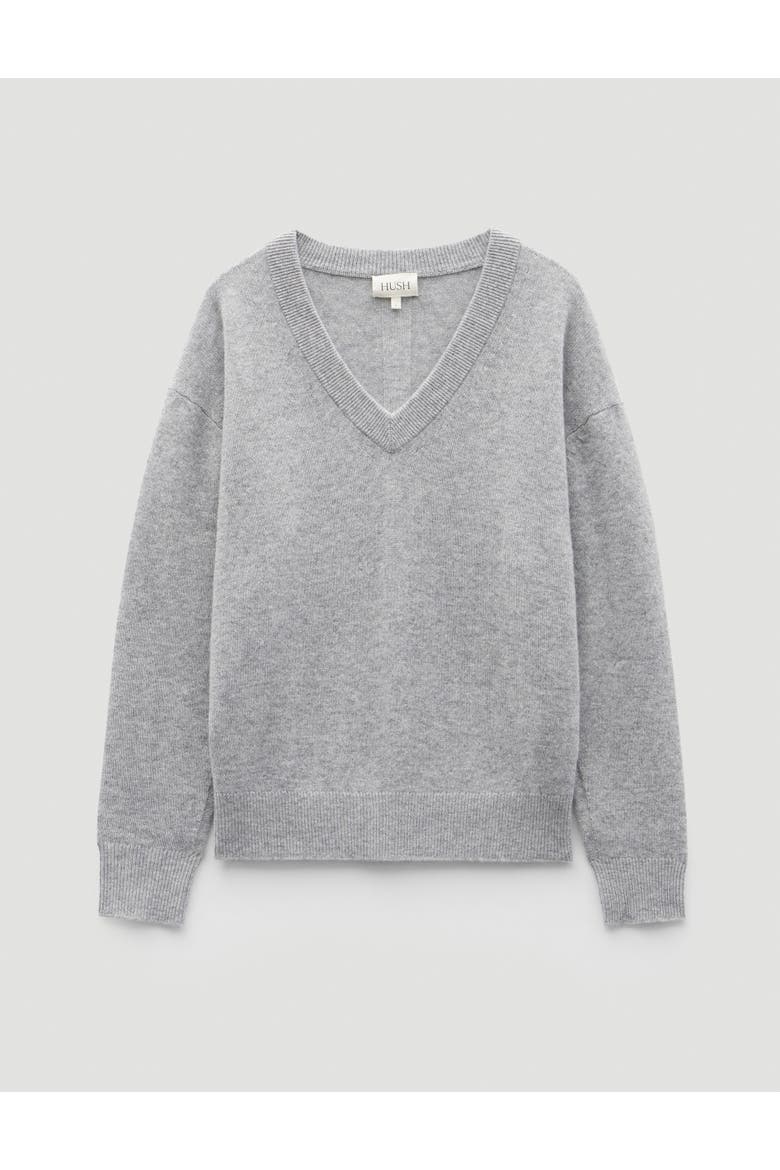 Scarlett Cashmere V Neck Sweater, Alternate, color, Grey Marl