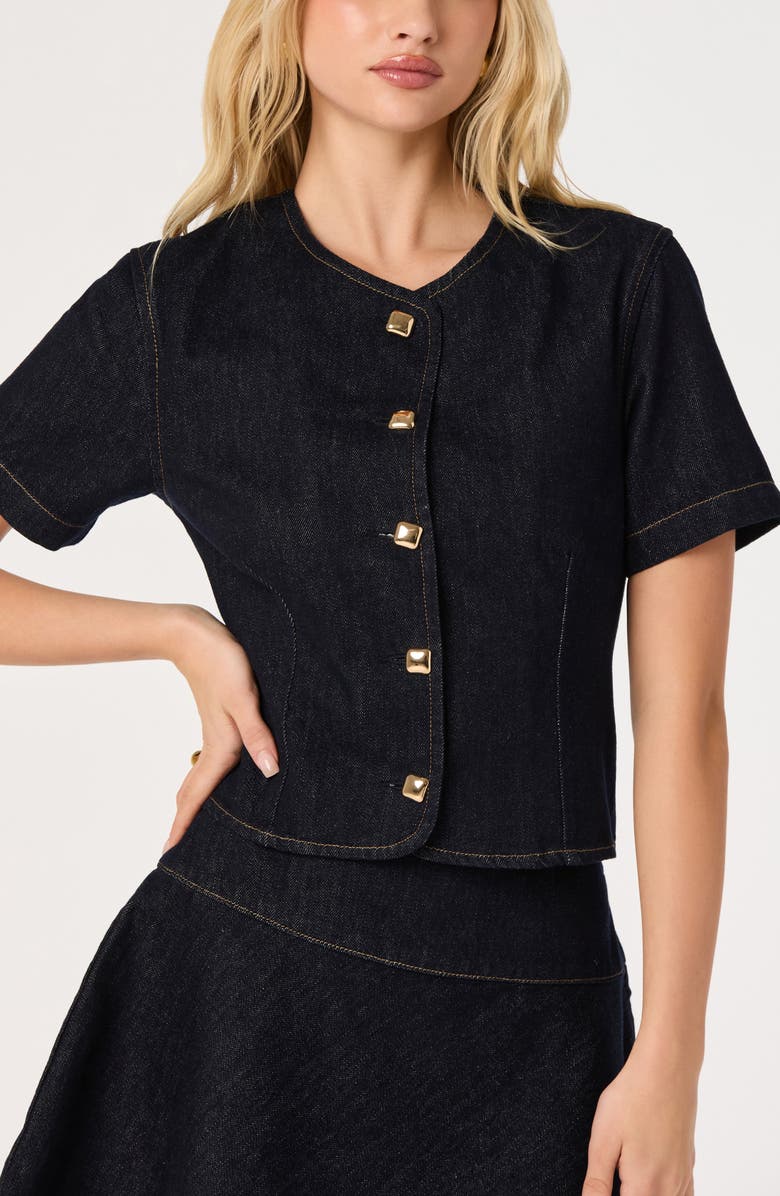 ASTR the Label Lennon Short Sleeve Denim Jacket, Alternate, color, Dark Denim