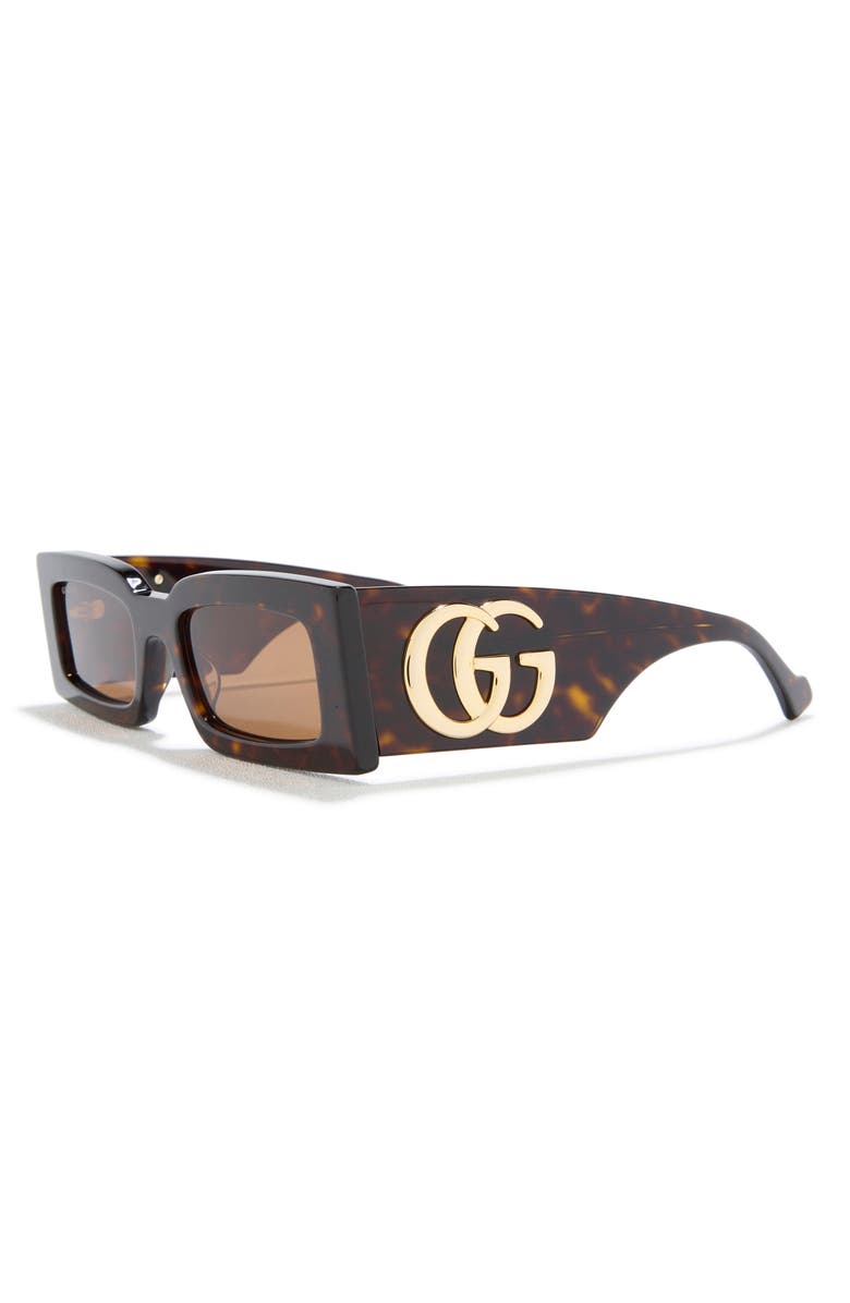 Gucci 53mm Rectangular Sunglasses, Alternate, color, Havana Havana Brown