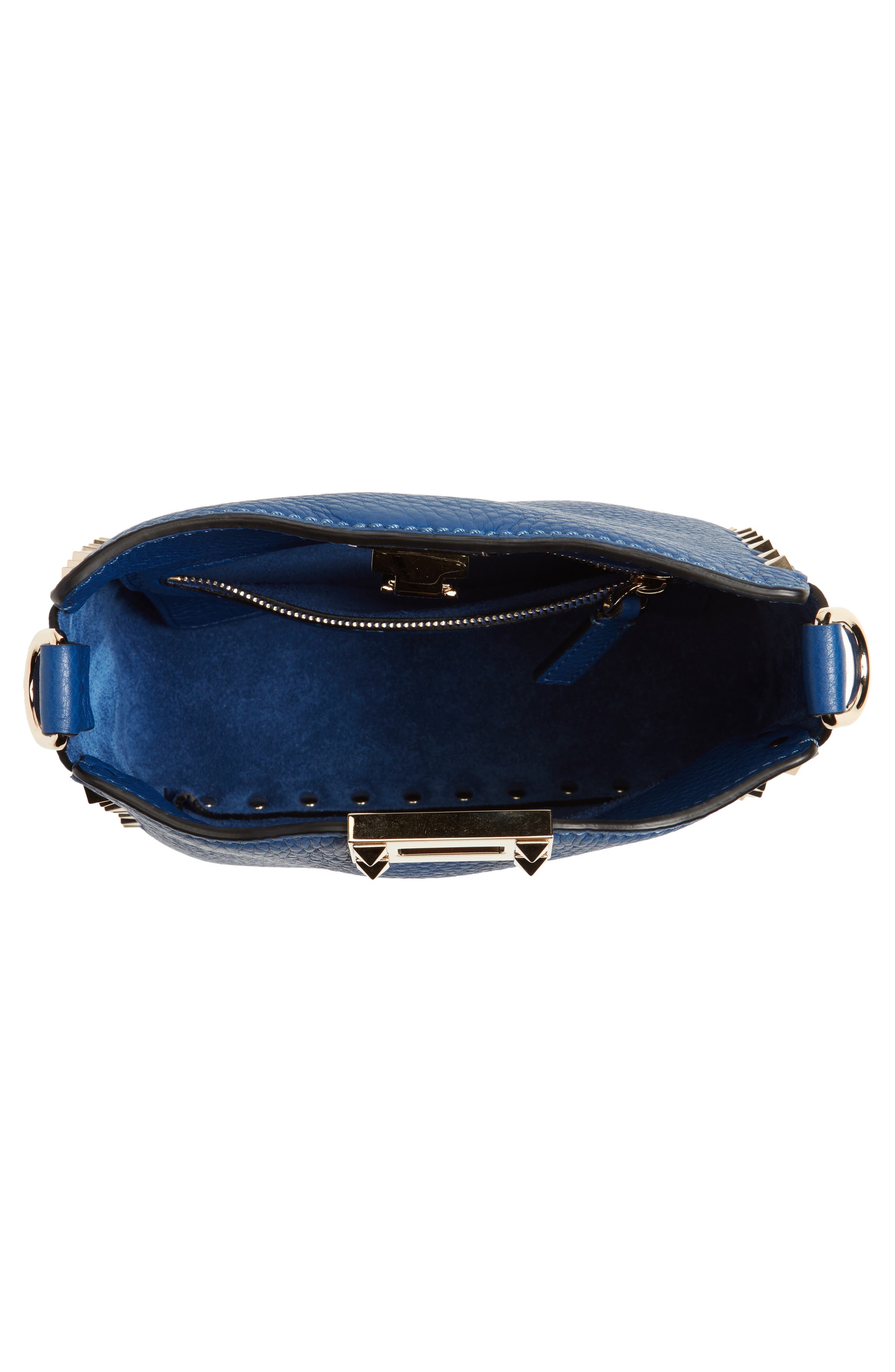 Valentino Garavani Mini Rockstud Leather Hobo Bag, Alternate, color, 