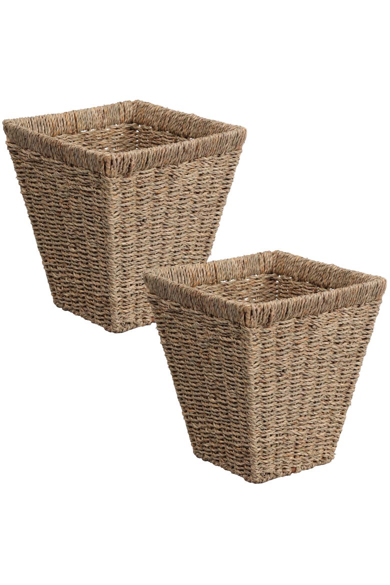 Handwoven Seagrass 2.3-Gallon Tapered Square Wicker Watebasket, Main, color, Natural