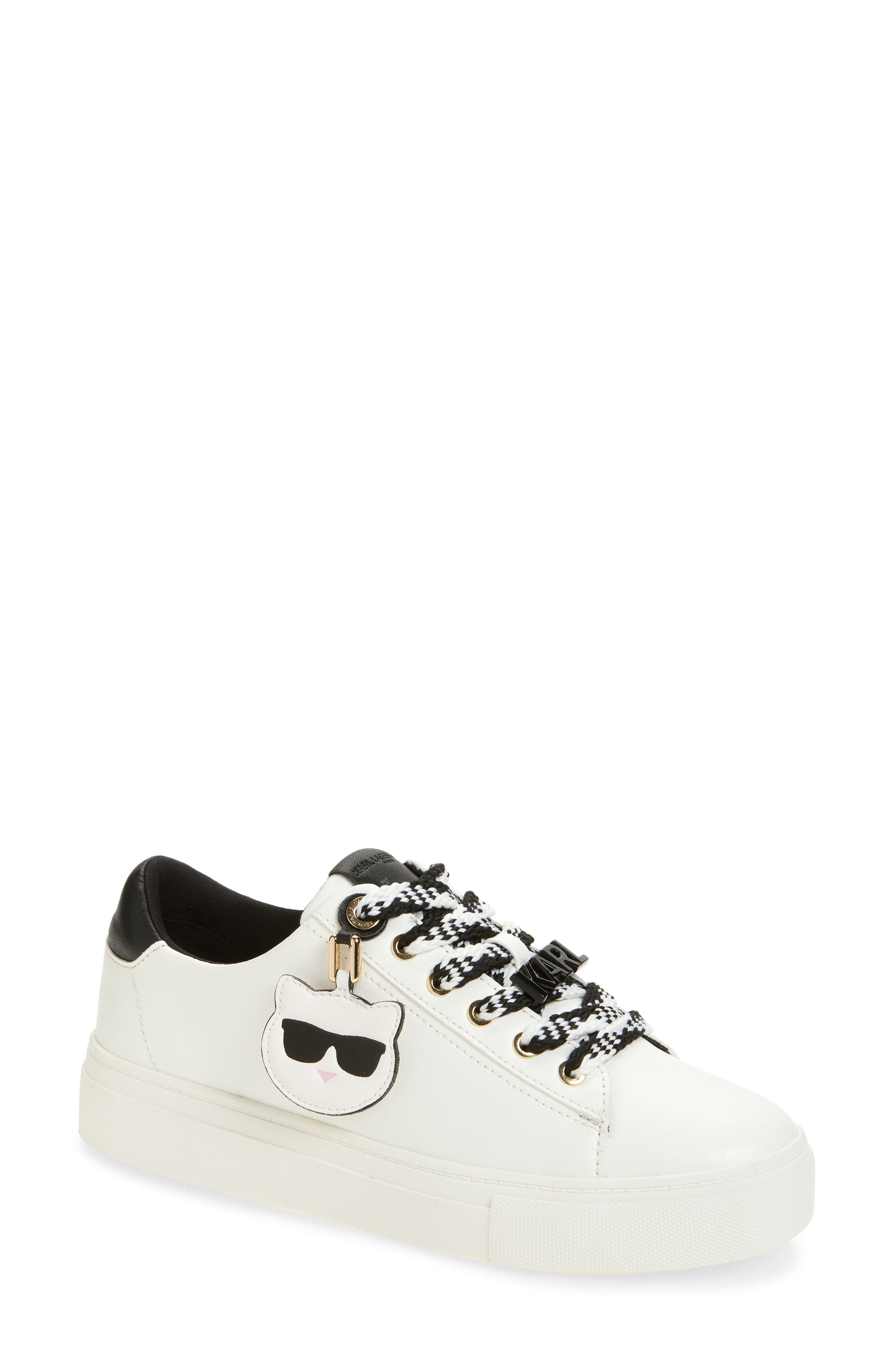 KARL LAGERFELD PARIS Capree Karl Choupette Low Top Sneaker, Main, color, Bright White/ Black