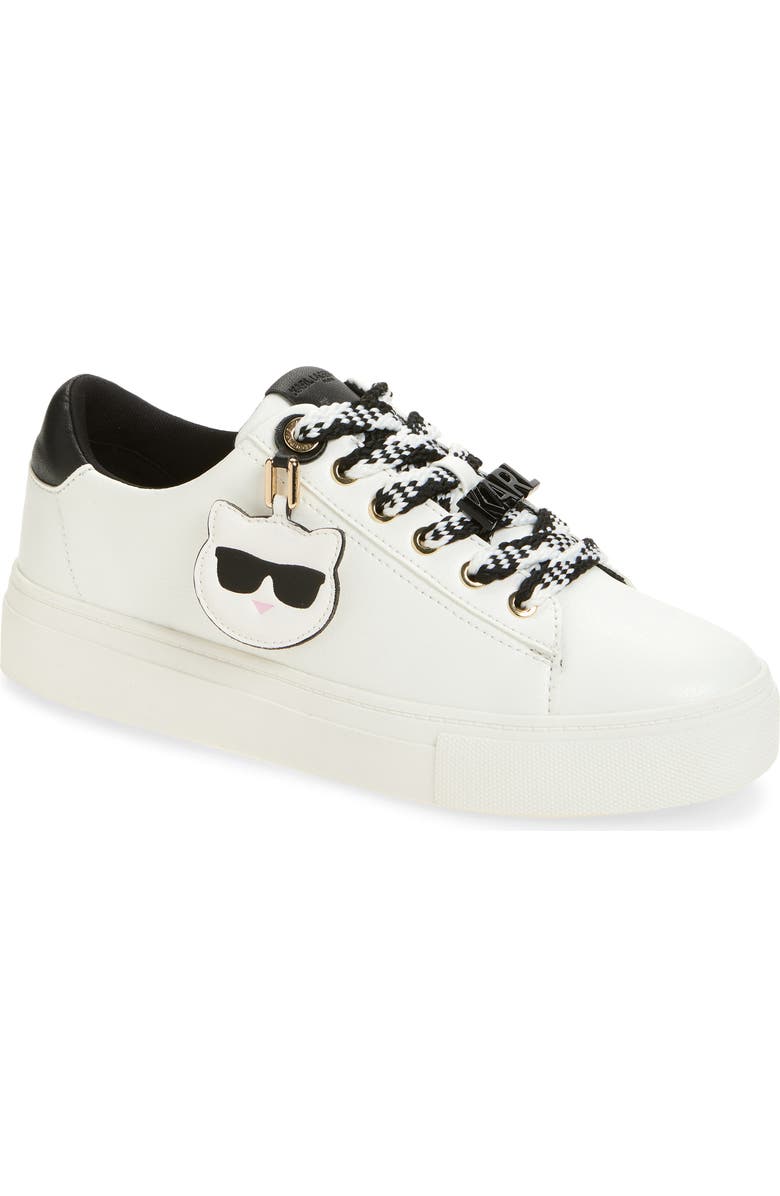 KARL LAGERFELD PARIS Capree Karl Choupette Low Top Sneaker, Main, color, Bright White/ Black