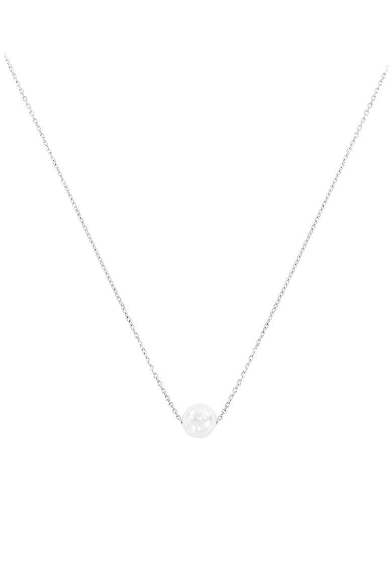 Sterling Silver 18k Gold Plated Abby Single Pearl Necklace Minimal, Main, color, Silver