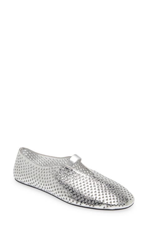MARY JANE FLATS IN SILVER METALLIC SMOOTH LAMBSKIN main image 0