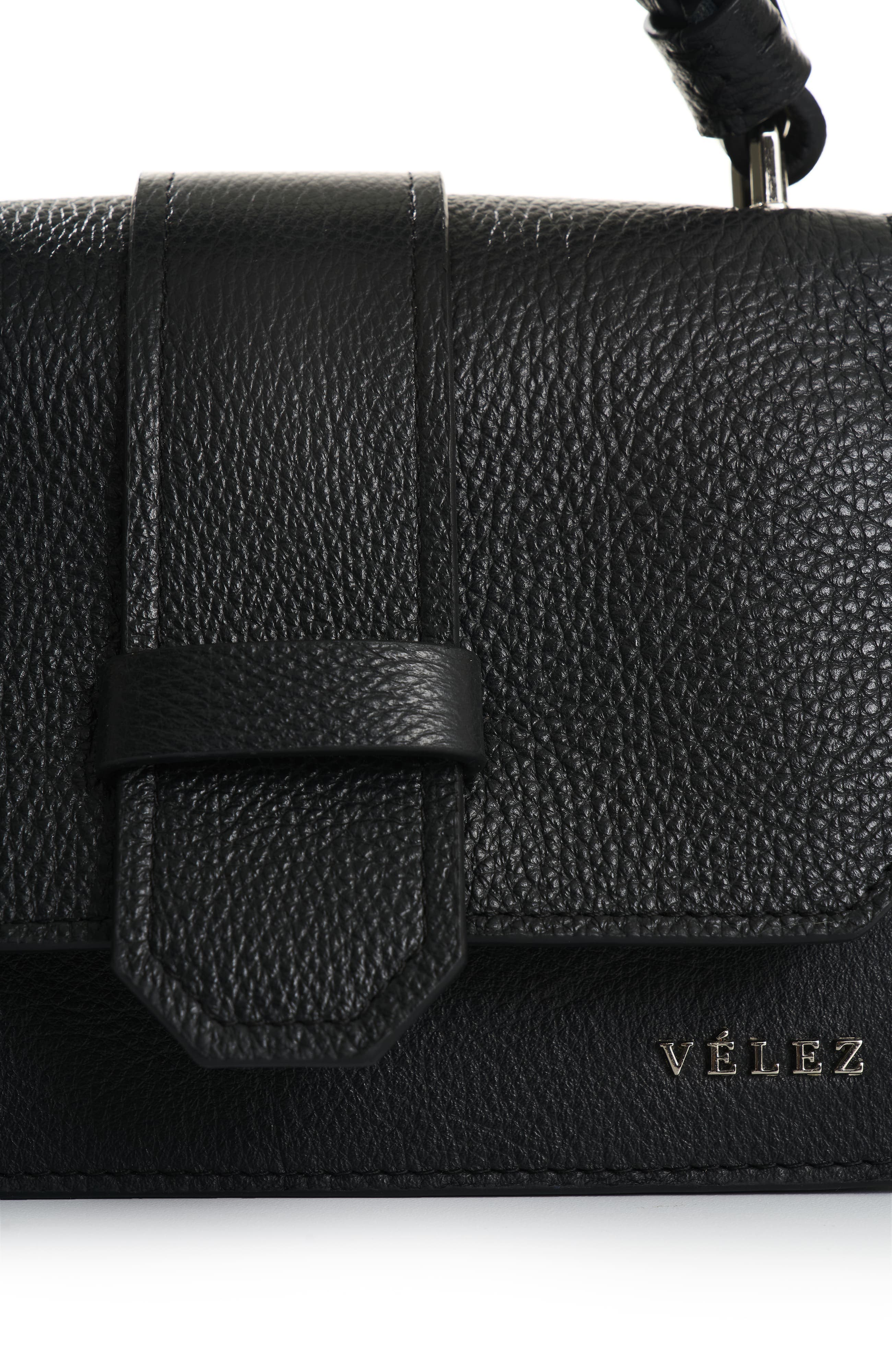 Velez Garniel Hands-Free Leather Bag with Woven Handle, Alternate, color, Black
