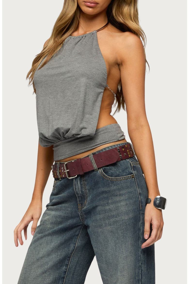Damarey Chain Backless Halter Top, Alternate, color, DARK-GRAY-MELANGE