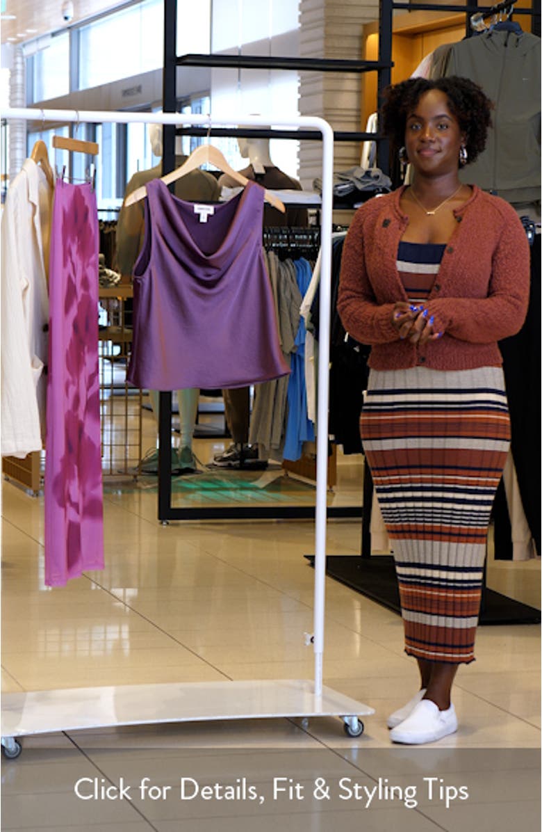 Sleeveless Cowl Neck Satin Top, sales video thumbnail