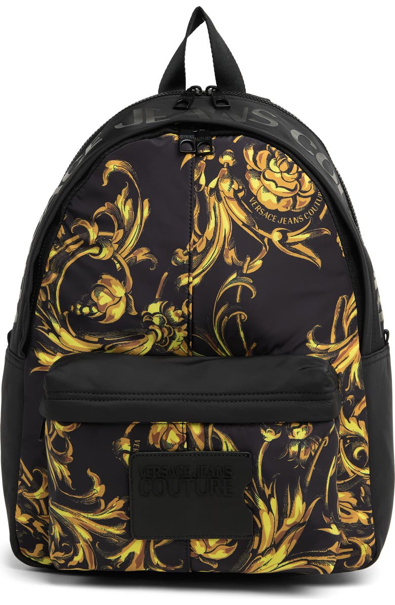 Versace Jeans Logo Print Backpack, Main, color,