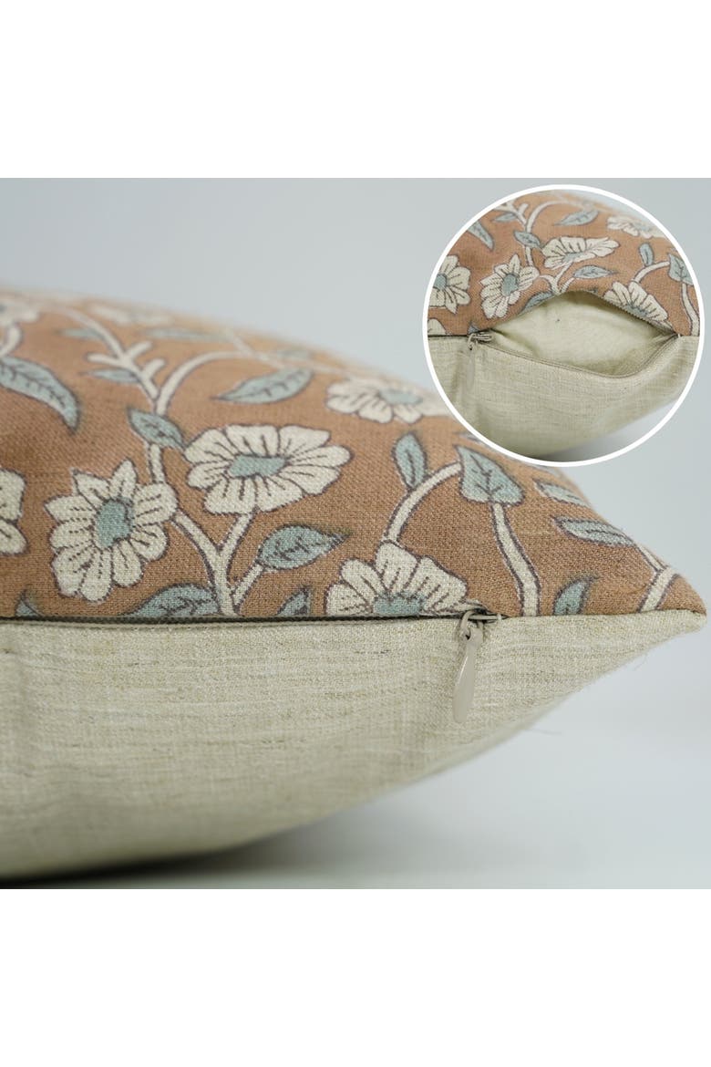 Haridwar Artistic Floral Block Printed Pillow Cover, Alternate, color, Brown