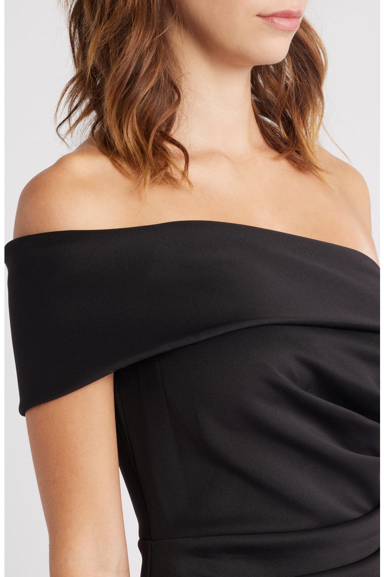 Social Off the Shoulder Scuba Knit Cocktail Dress, Alternate, color, BLACK