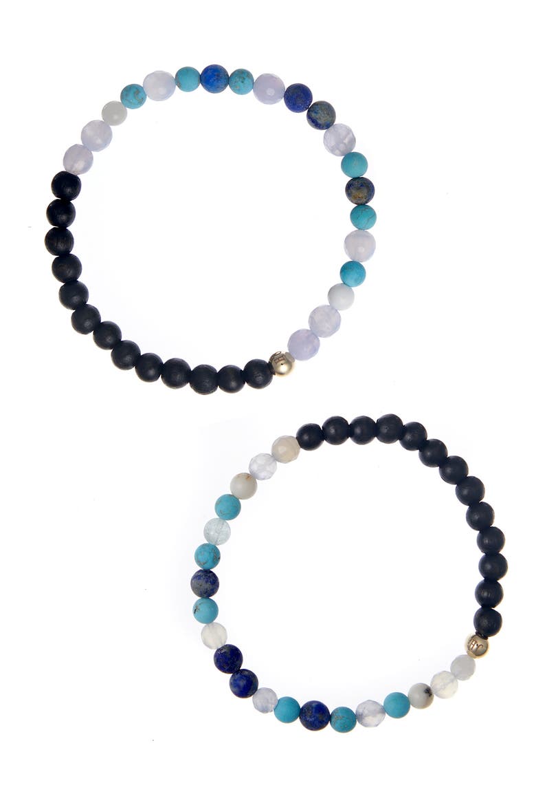 Men's N16 Protection & Inner Strength Set of 2 Healer's Bracelets, Main, color, BLACK