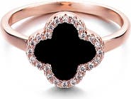 Adornia Enamel & Crystal Clover Ring