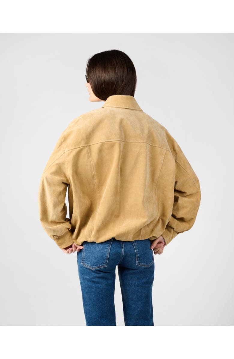 WeWoreWhat Premium Suede Bomber Jacket, Alternate, color, Tan