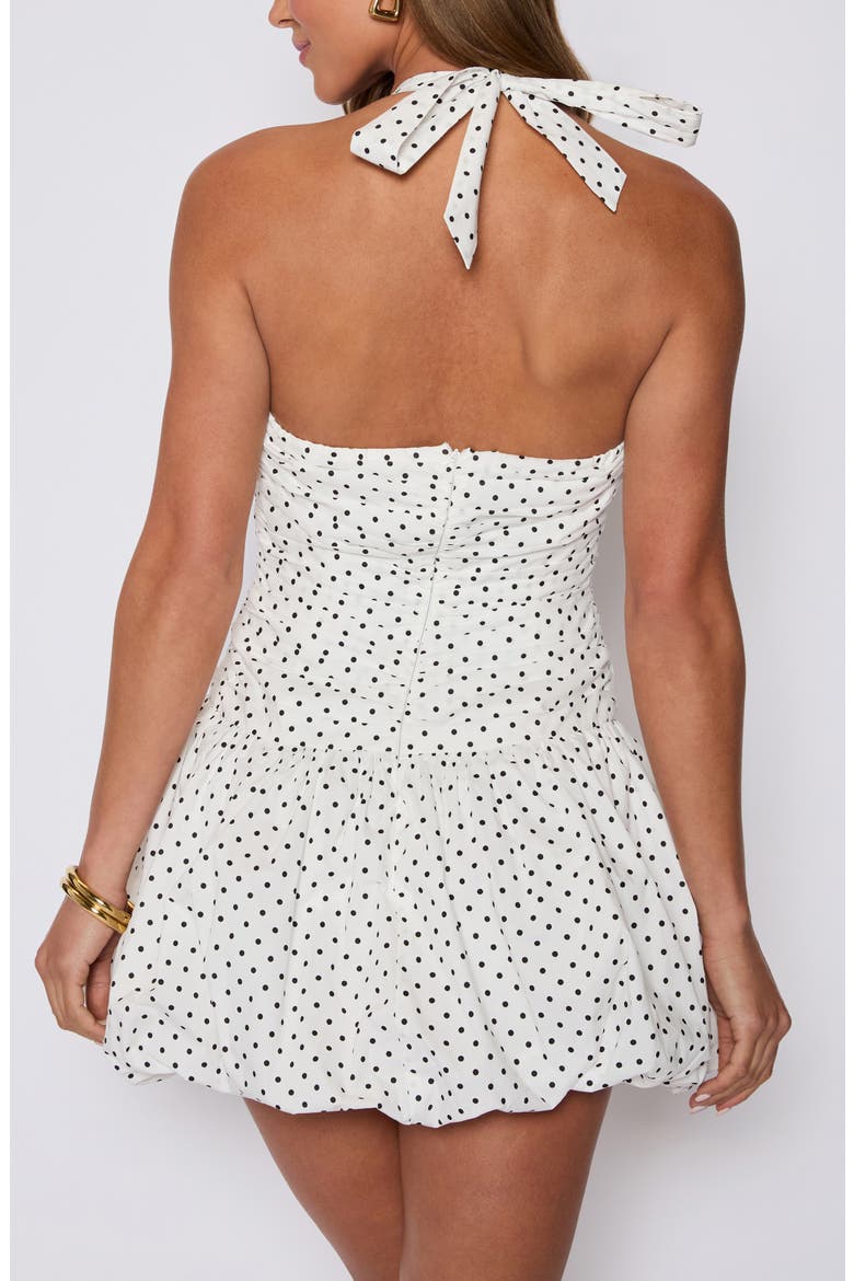 Rory Polka Dot Bubble Hem Halter Minidress (Nordstrom Exclusive), Alternate, color, WHITE/ BLACK DOT