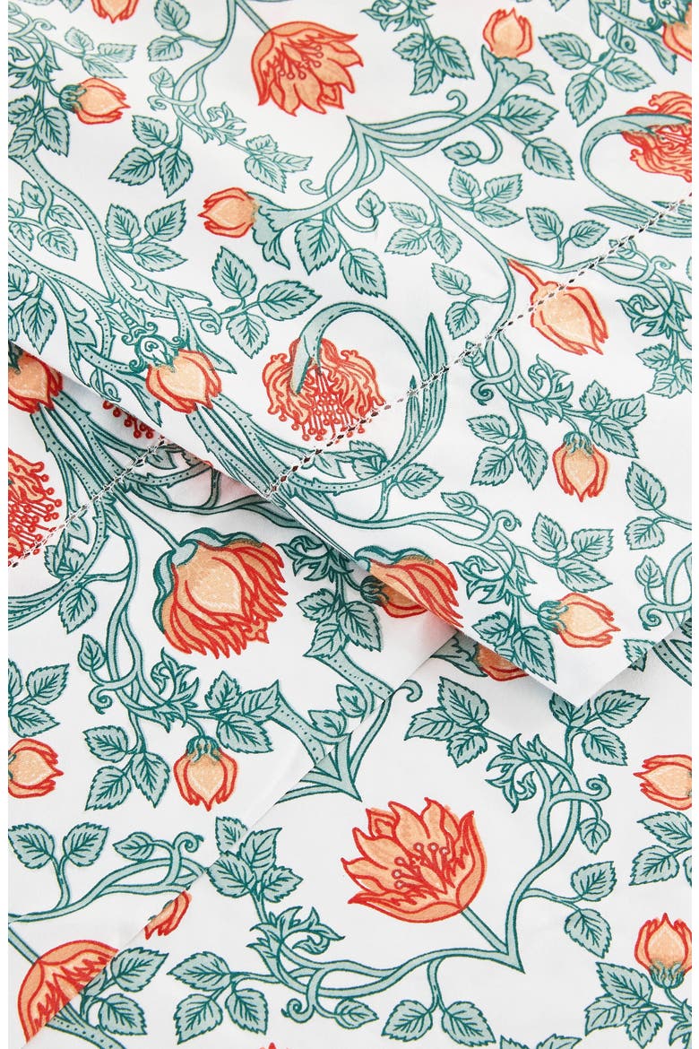 Floral 400 Thread Count Cotton Sheet Set, Alternate, color, ORANGE