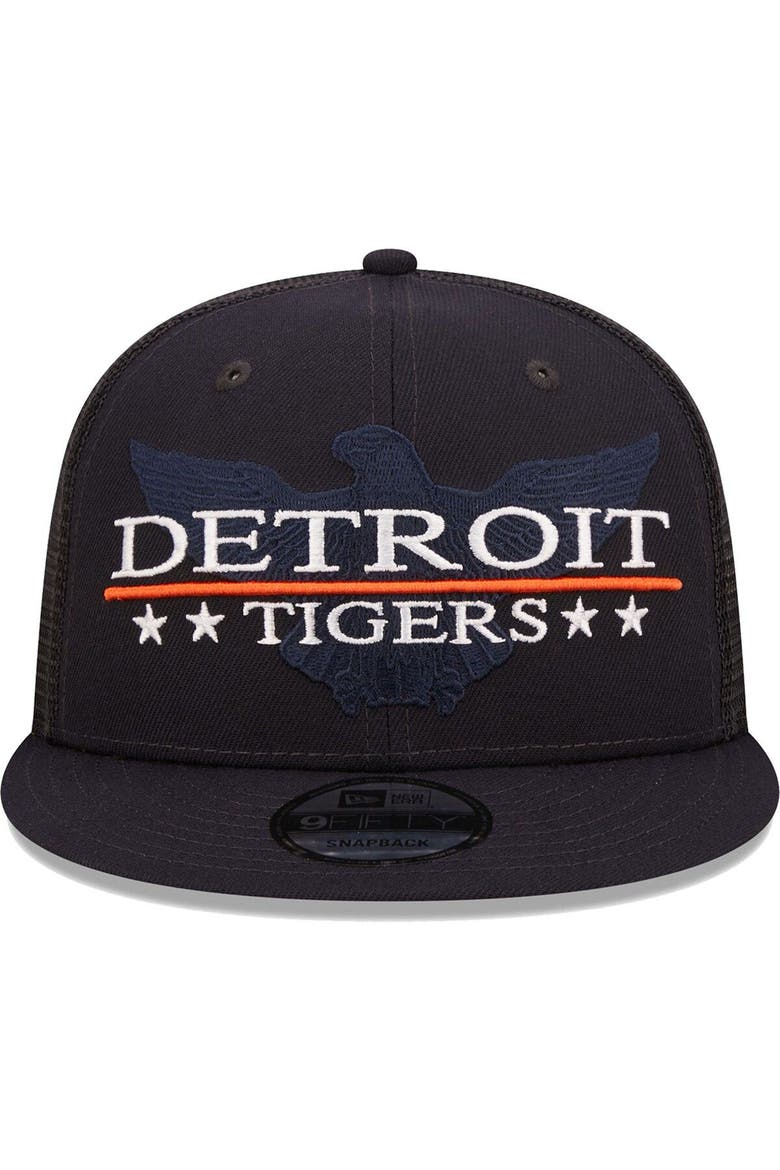 Men's New Era Navy/Black Detroit Tigers Patriot Trucker 9FIFTY Snapback Hat, Alternate, color, Navy