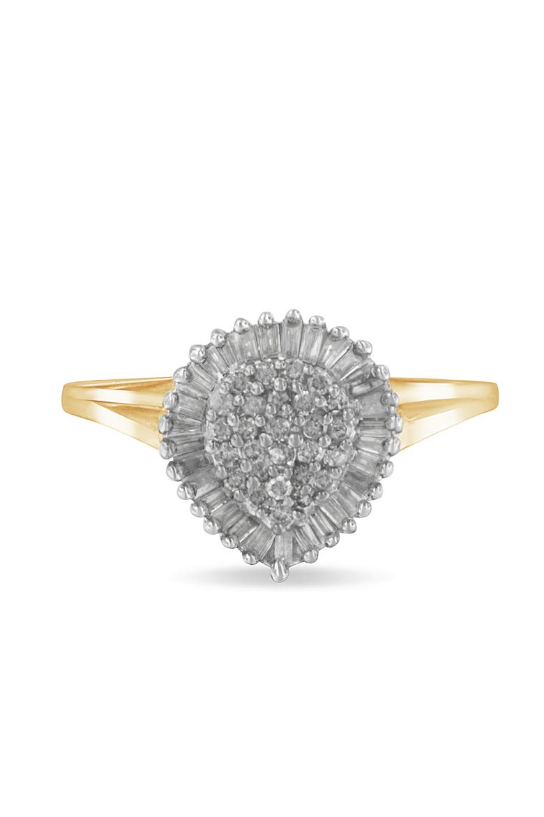 10K Gold 1/2 Cttw Diamond Domed Pavé Cluster Halo Cocktail Ring, Main, color, Yellow Gold