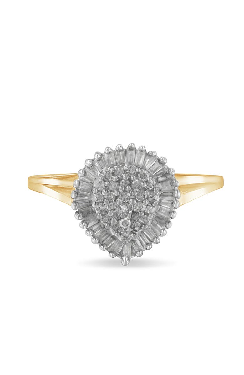 Haus of Brilliance 10K Gold 1/2 Cttw Diamond Domed Pavé Cluster Halo Cocktail Ring, Main, color, Yellow Gold