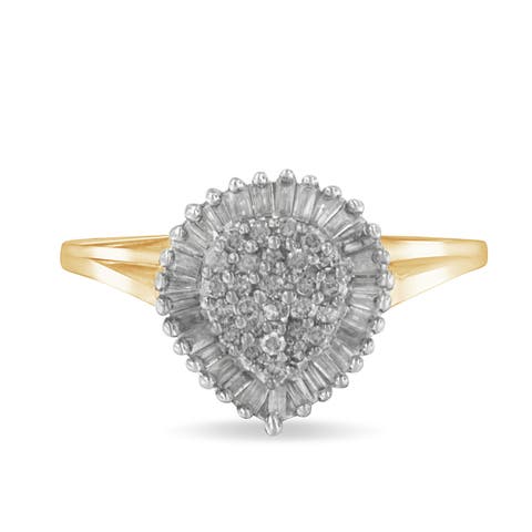 10K Gold 1/2 Cttw Diamond Domed Pavé Cluster Halo Cocktail Ring