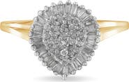 Haus of Brilliance 10K Gold 1/2 Cttw Diamond Domed Pavé Cluster Halo Cocktail Ring