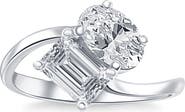 Bliss Diamond 2 1/4Ct TW Toi et Moi Oval And Emerald Cut Engagement Ring Gold Lab Grown