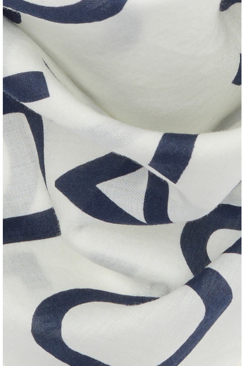 Le Text Cotton Bandana, Alternate, color, CREAM/ NAVY