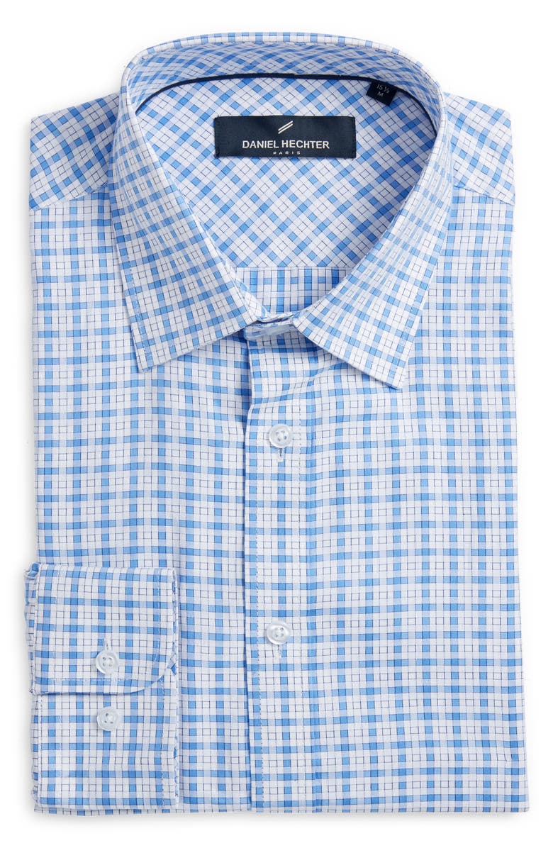 DANIEL HECHTER Trim Fit Fancy Check Cotton Dress Shirt, Alternate, color, 